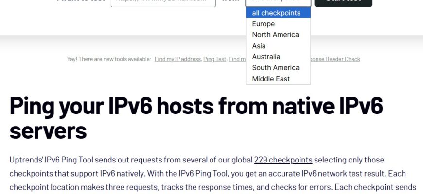 Free IPv6 Ping Test Tool.